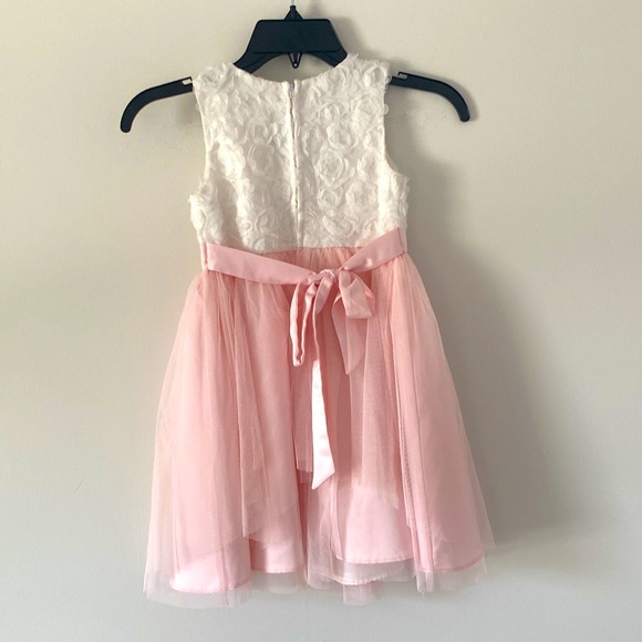 Rare Editions White/Pink Girls Flower Wedding Communion Dress - Picture 3 of 4